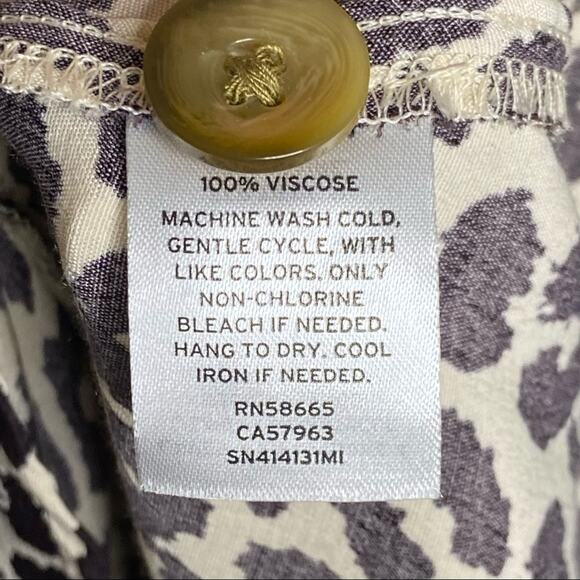 Something Navy Leopard Print Button Minidress Puff Sleeve Size Large NWOT - Picture 14 of 15